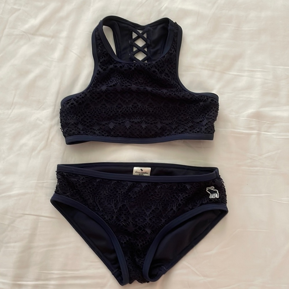 Abercrombie Girls Navy Blue Swimsuit 7/8